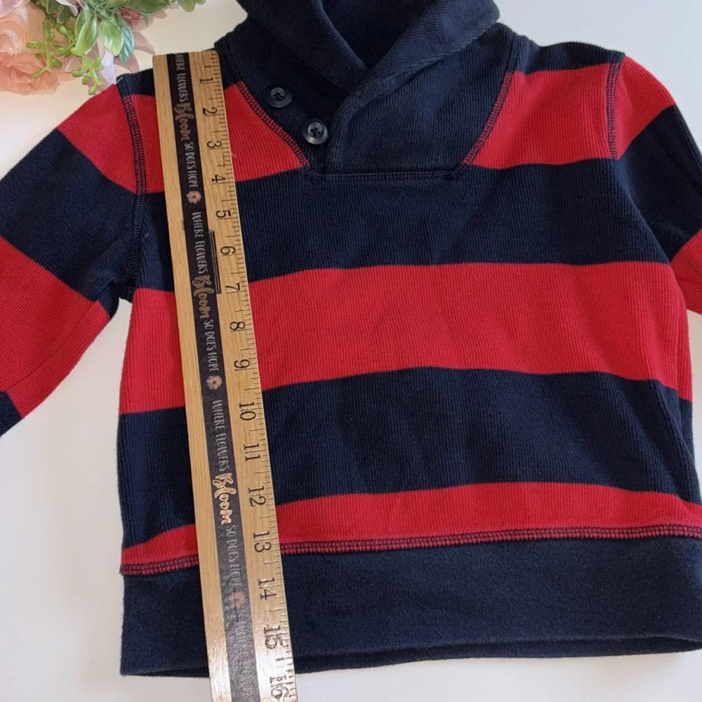 Navy Blue And Red Rolled Neck Knit Boys Sweater XS 4-6 GAP PREPPY BLUE Red